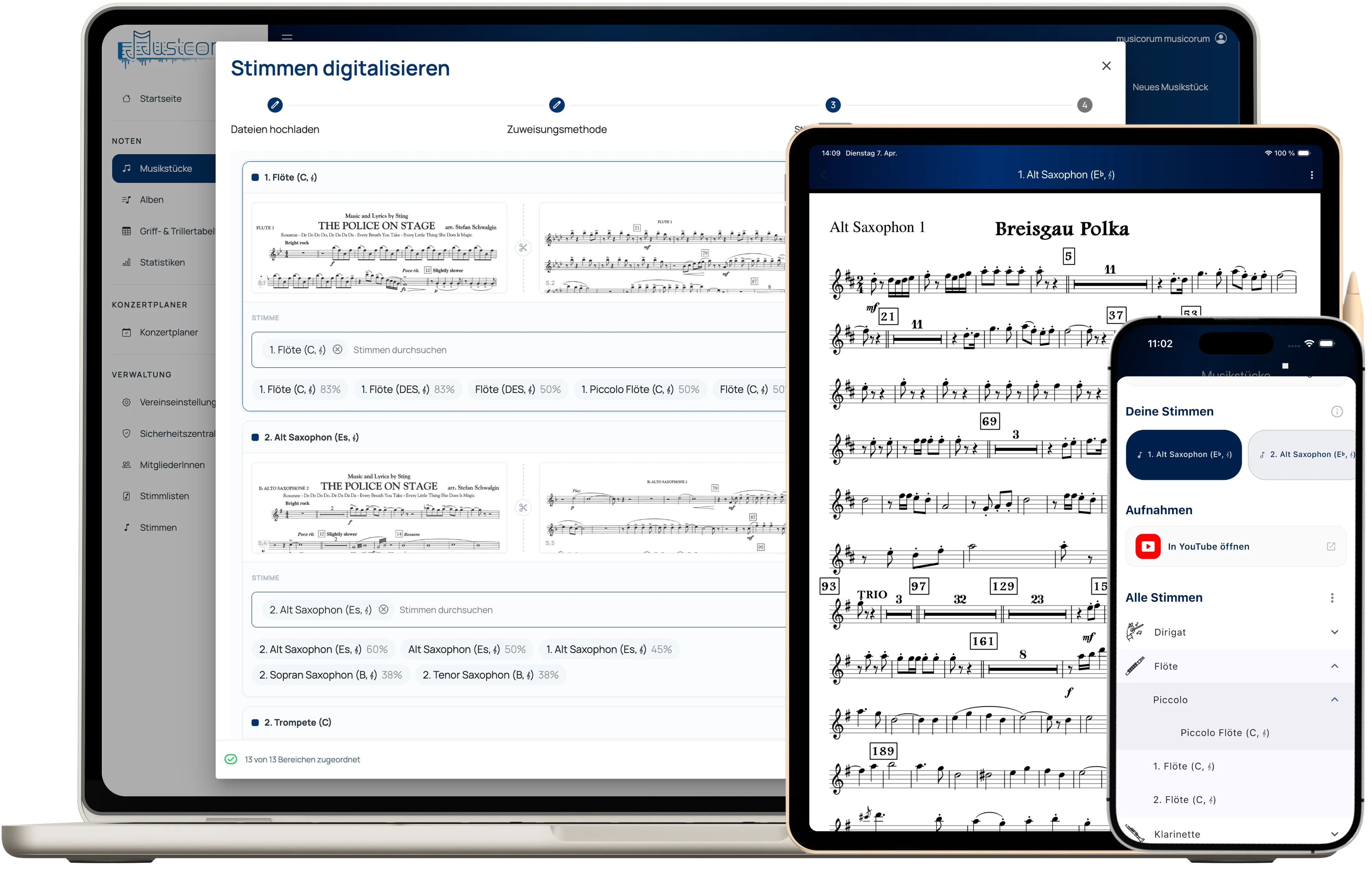 Musiknoten organisiert in Ihrer Hosentasche